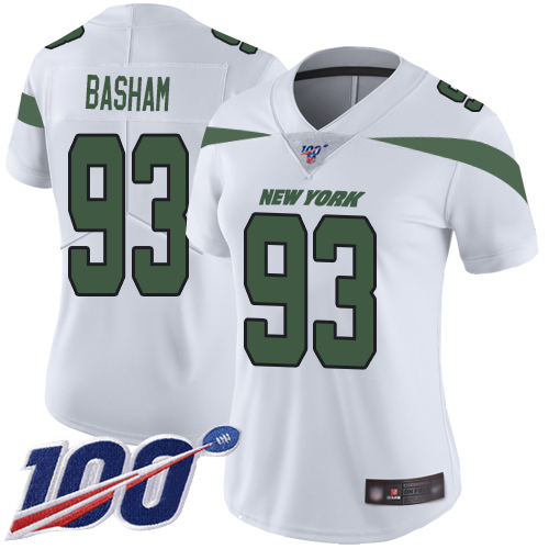 New York Jets Limited White Women Tarell Basham Road Jersey NFL Football 93 100th Season Vapor Untouchable